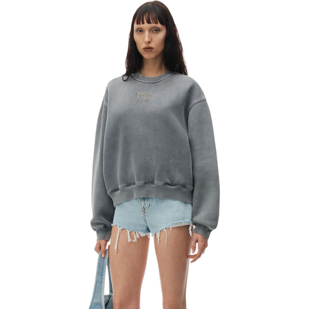Purchase (W) Alexander Wang SS24 Sudadera Mujer Acid Wash Gris Logo Crewneck Pullover. 4CC32213600-37A
