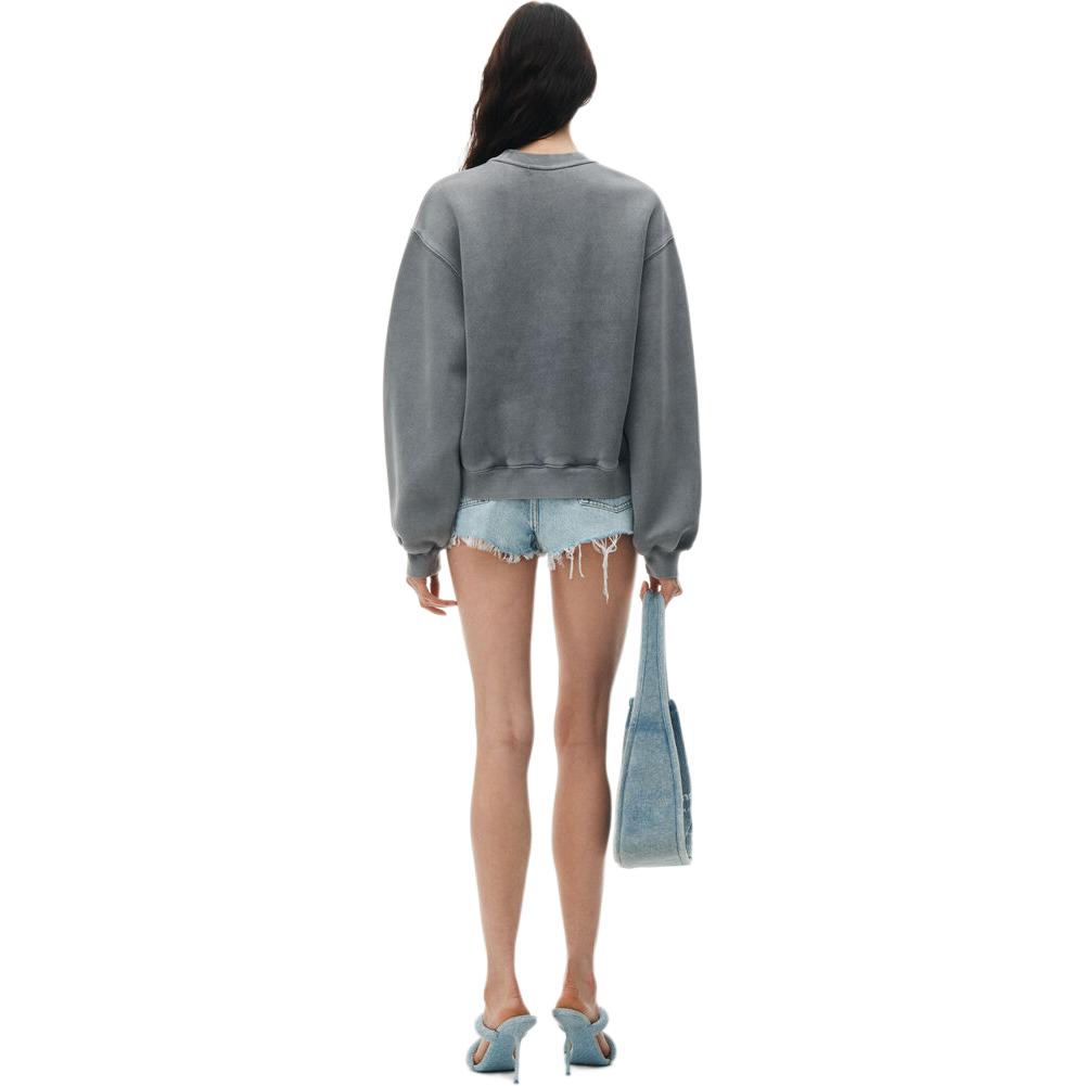 Details for (W) Alexander Wang SS24 Sudadera Mujer Acid Wash Gris Logo Crewneck Pullover. 4CC32213600-37A