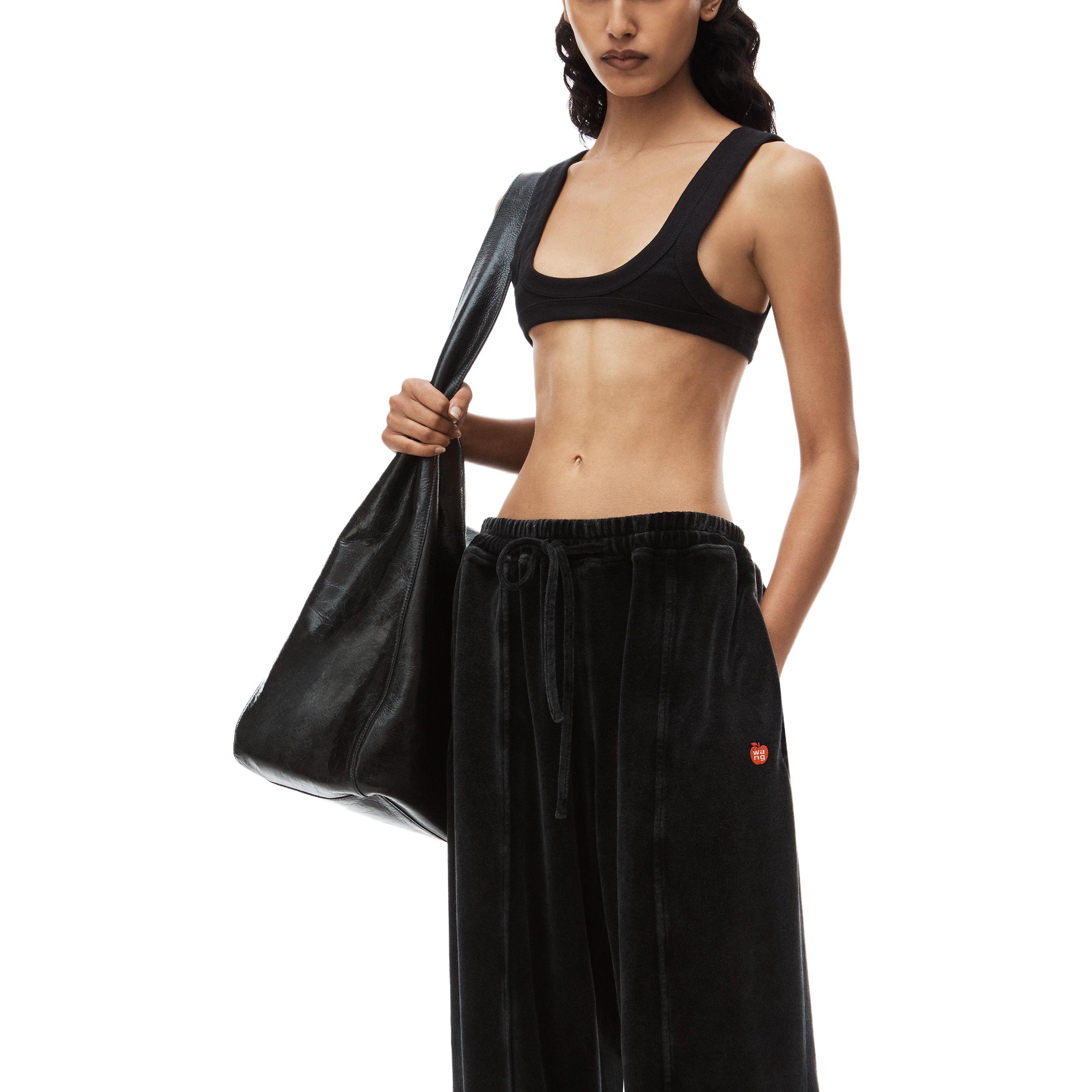 Purchase (W) アレキサンダー・ワン SS24 アップルロゴ ハイウエスト ドローストリングニットジョガー ブラック レディース 4CC12443550-95A