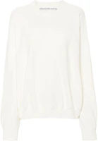 (Women) Alexander Wang SS24 Chalk White Oversized Crewneck Long Sleeve Sweatshirt 1KC3231017-WHITE (Women) Alexander Wang SS24 Chalk White Oversized Crewneck Long Sleeve Sweatshirt 1KC3231017-WHITE