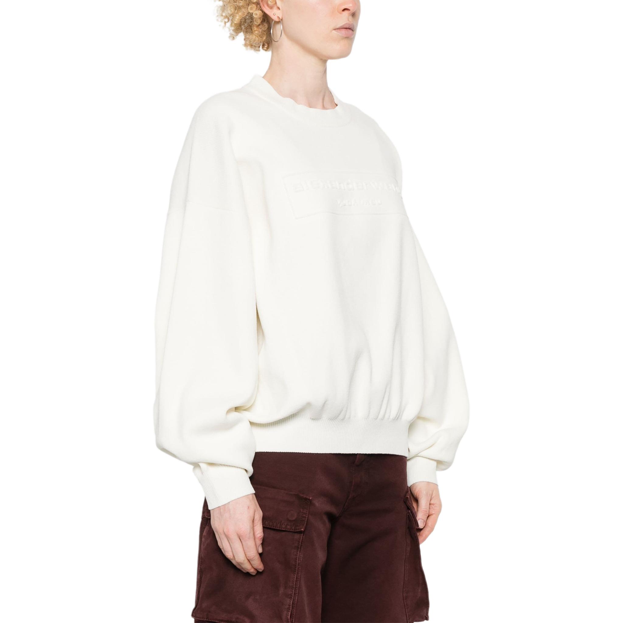 (Women) Alexander Wang SS24 Chalk White Oversized Crewneck Long Sleeve Sweatshirt 1KC3231017-WHITE 圖 5