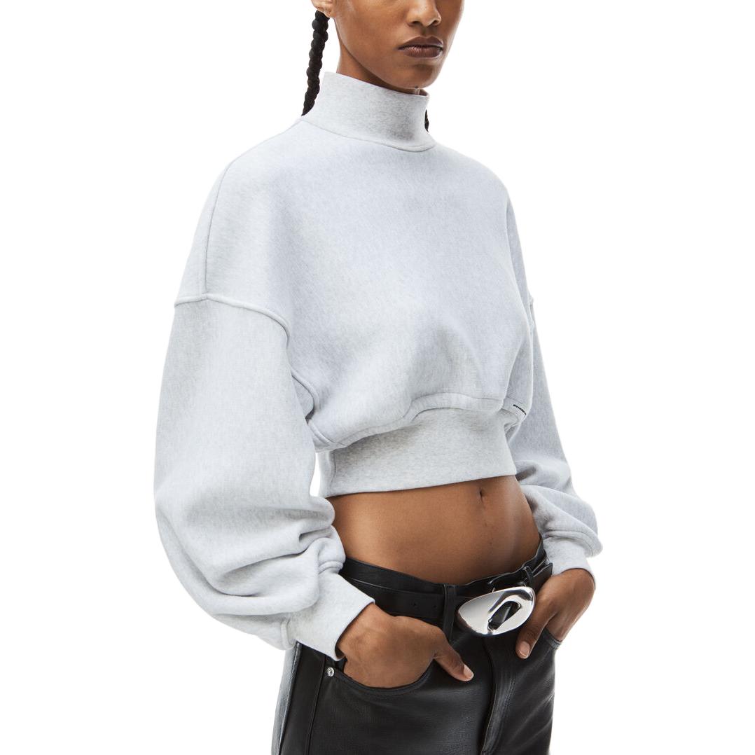 Details for (W) 亞歷山大王 SS24 灰色高領短版長袖經典衛衣 女款 4CC1241442-050