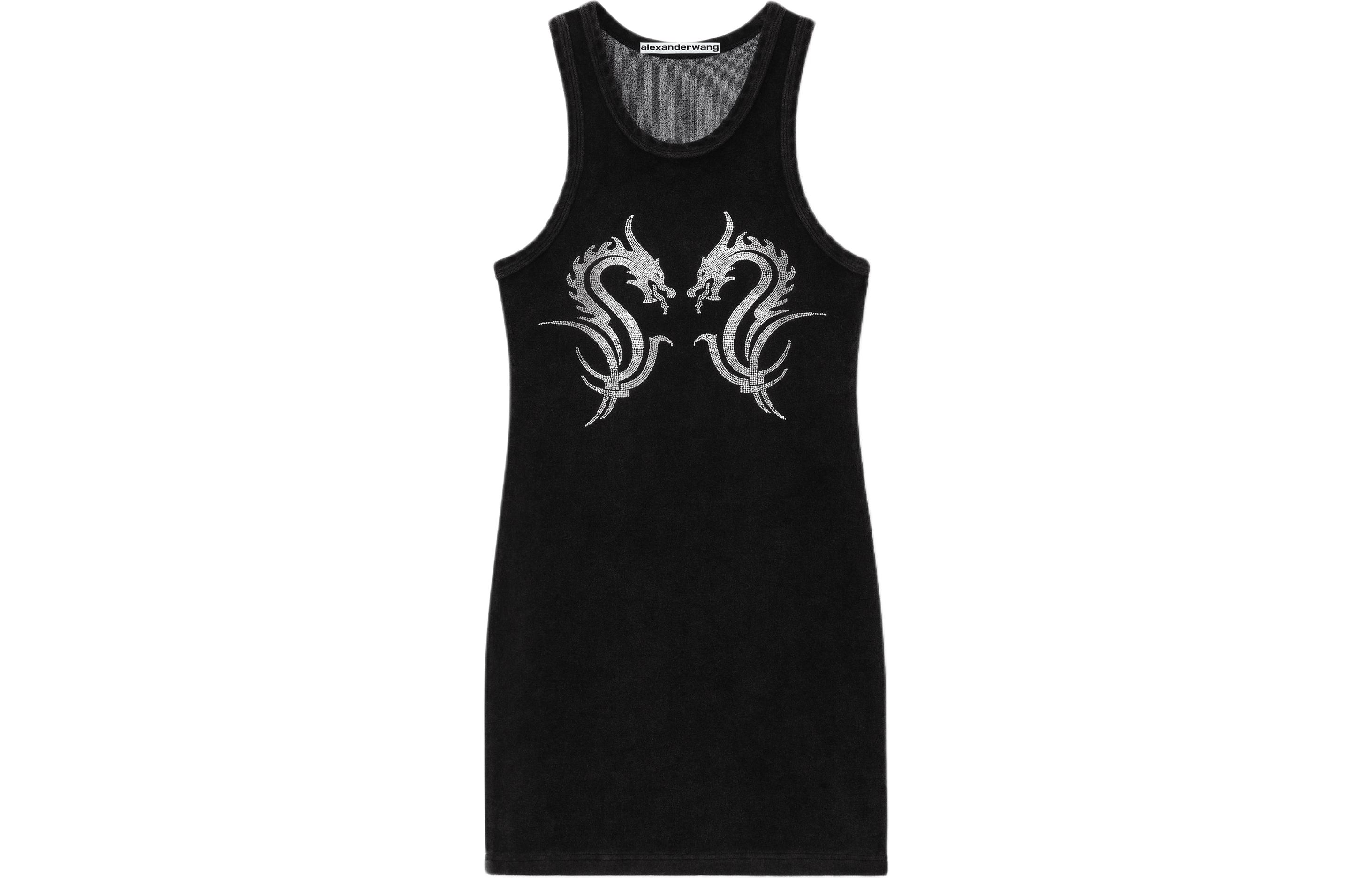 (Women) Alexander Wang SS24 Dragon Capsule Slim Fit Sleeveless Mini Dress Black (). 1CC12466300-95A