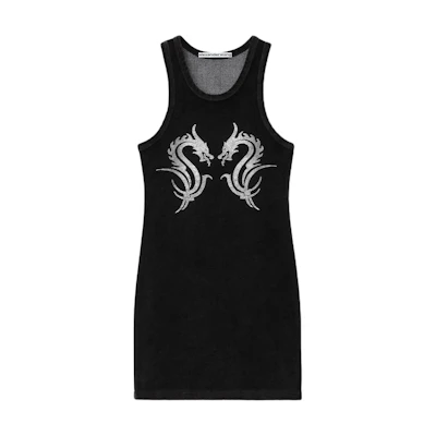 (Women) Alexander Wang SS24 Dragon Capsule Slim Fit Sleeveless Mini Dress Black (). 1CC12466300-95A