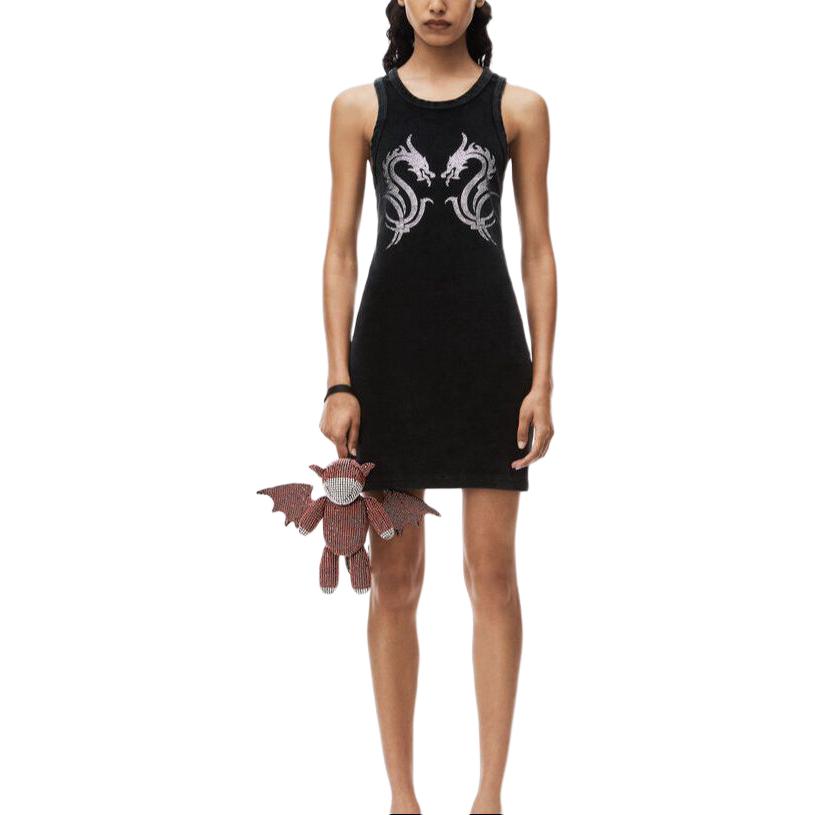 Lookbook (W) 알렉산더 왕 SS24 드래곤 캡슐 슬림핏 민소매 미니 드레스 블랙. 1CC12466300-95A