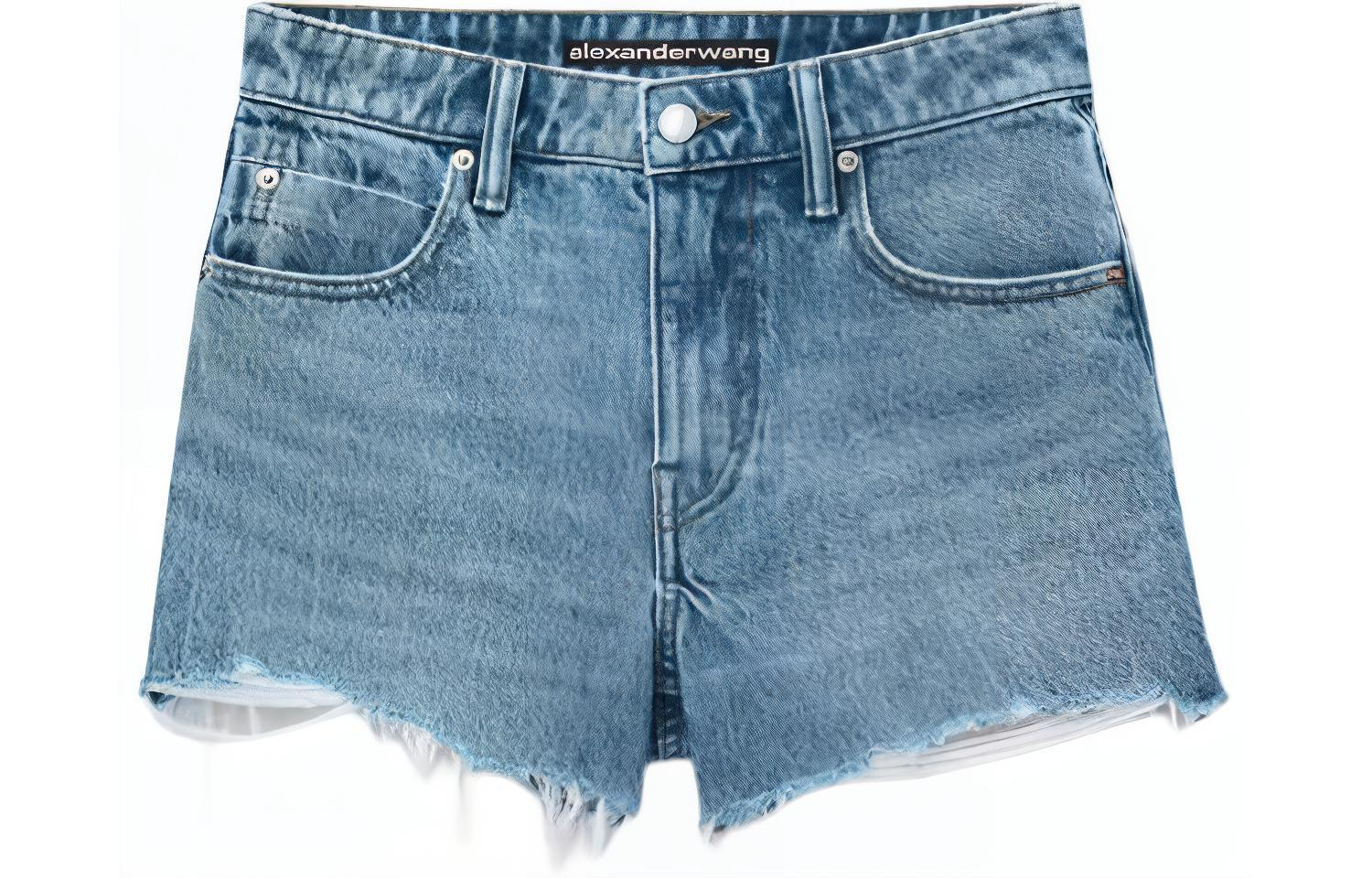 (Women) Alexander Wang SS24 High-Waisted Denim Shorts Women - Vintage Light Indigo Blue. 4DC2244299-486