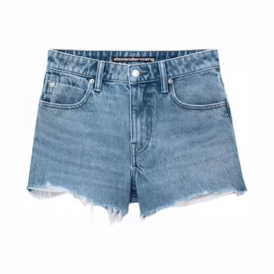 (Women) Alexander Wang SS24 High-Waisted Denim Shorts Women - Vintage Light Indigo Blue. 4DC2244299-486