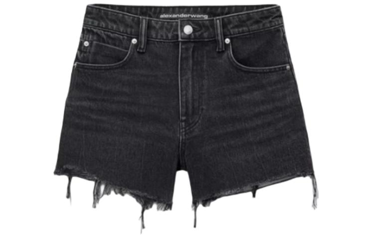 Order (W) Alexander Wang SS24 Seluar Pendek Denim Kelabu High-Waisted Distressed 4DC2244301-031