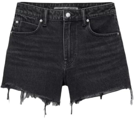 (W) Alexander Wang SS24 Seluar Pendek Denim Kelabu High-Waisted Distressed 4DC2244301-031 Order (W) Alexander Wang SS24 Seluar Pendek Denim Kelabu High-Waisted Distressed 4DC2244301-031