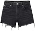 Order (W) Alexander Wang SS24 Seluar Pendek Denim Kelabu High-Waisted Distressed 4DC2244301-031