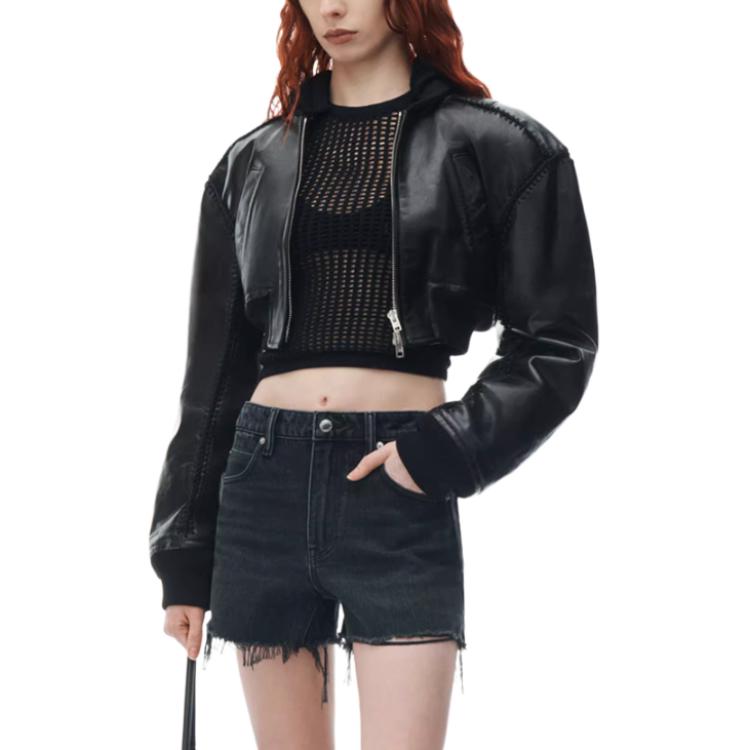 Lookbook (W) Alexander Wang SS24 Seluar Pendek Denim Kelabu High-Waisted Distressed 4DC2244301-031