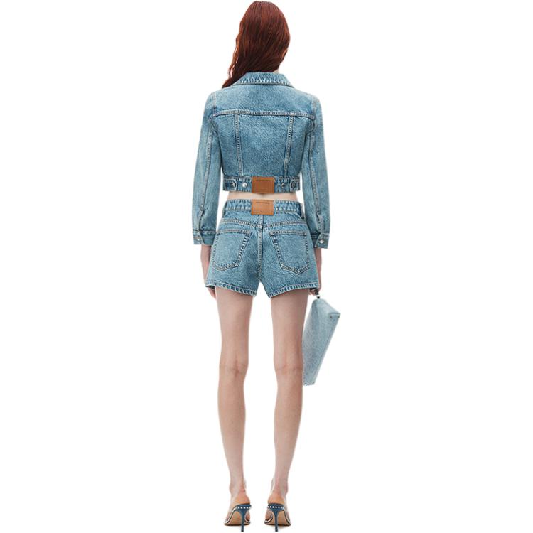(Women) Alexander Wang SS24 High-Waisted Slim Fit Denim Shorts Women Retro Light Indigo 1WC2244306-486 圖 4