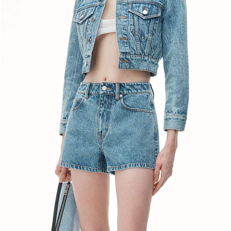 (Women) Alexander Wang SS24 High-Waisted Slim Fit Denim Shorts Women Retro Light Indigo 1WC2244306-486 圖 6