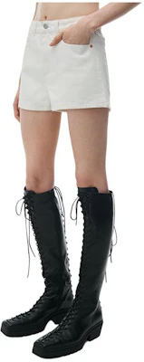 (W) Alexander Wang SS24 復古白高腰標誌鏤空設計牛仔短褲 女款 4DC2244360-120 Buy (W) Alexander Wang SS24 復古白高腰標誌鏤空設計牛仔短褲 女款 4DC2244360-120