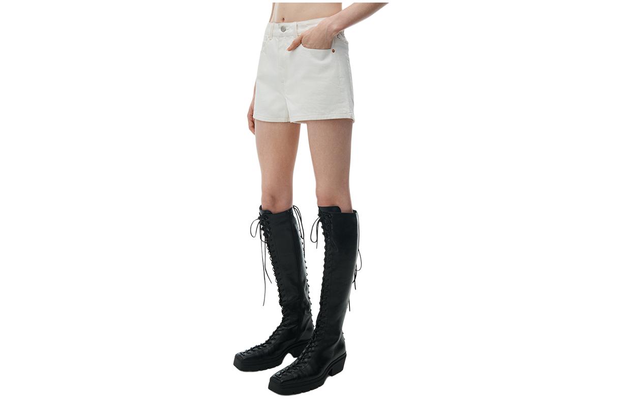 (Women) Alexander Wang SS24 Logo Cutout High-Waisted Denim Shorts Women Vintage White 4DC2244360-120 圖 2