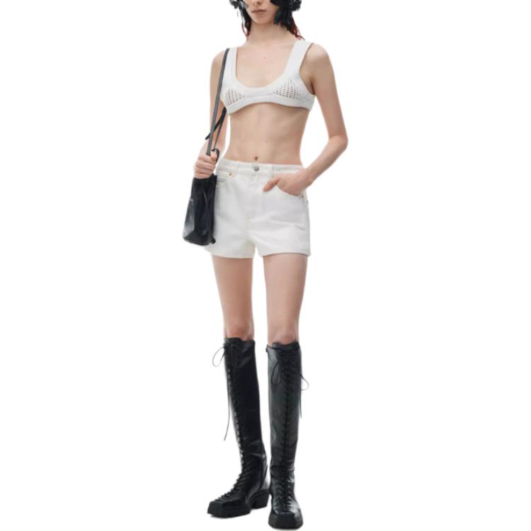 (Women) Alexander Wang SS24 Logo Cutout High-Waisted Denim Shorts Women Vintage White 4DC2244360-120 圖 3