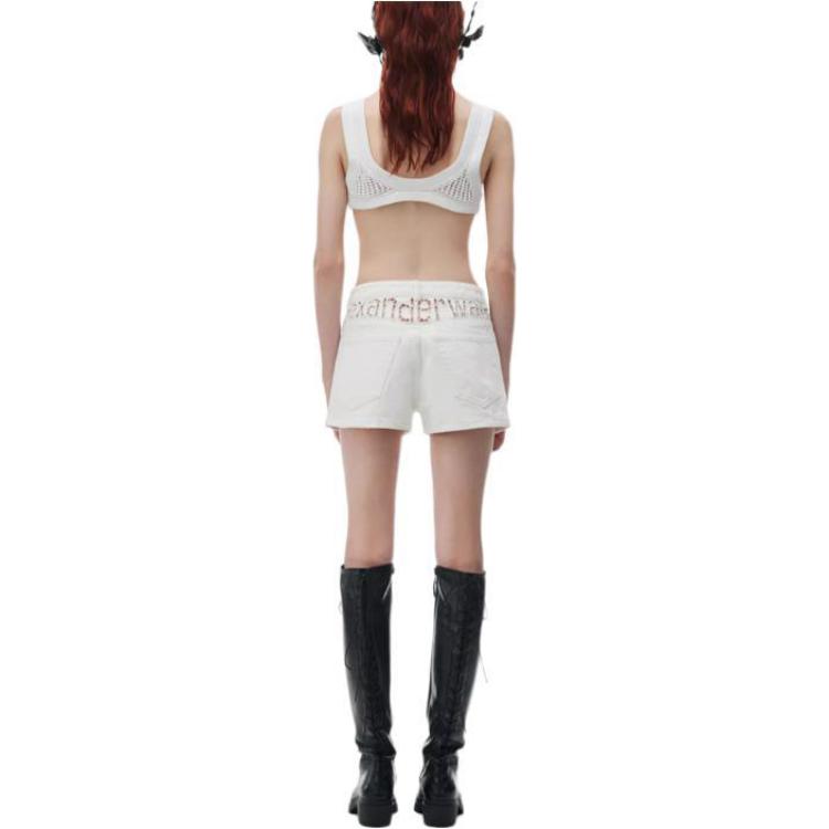 (Women) Alexander Wang SS24 Logo Cutout High-Waisted Denim Shorts Women Vintage White 4DC2244360-120 圖 4