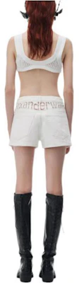 (W) Alexander Wang SS24 復古白高腰標誌鏤空設計牛仔短褲 女款 4DC2244360-120 Shop (W) Alexander Wang SS24 復古白高腰標誌鏤空設計牛仔短褲 女款 4DC2244360-120
