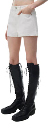 (W) Alexander Wang SS24 復古白高腰標誌鏤空設計牛仔短褲 女款 4DC2244360-120 Purchase (W) Alexander Wang SS24 復古白高腰標誌鏤空設計牛仔短褲 女款 4DC2244360-120