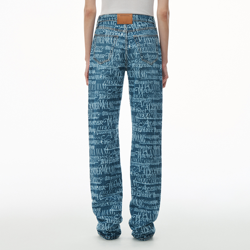 Shop (W) アレキサンダー・ワン SS24 ストレートデニム 新聞プリント インディゴブルー レディース 4DC2244280-473