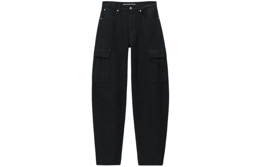 (Women) Alexander Wang SS24 Low-Rise Wide-Leg Denim Jeans Women Black 4DC2244305-011