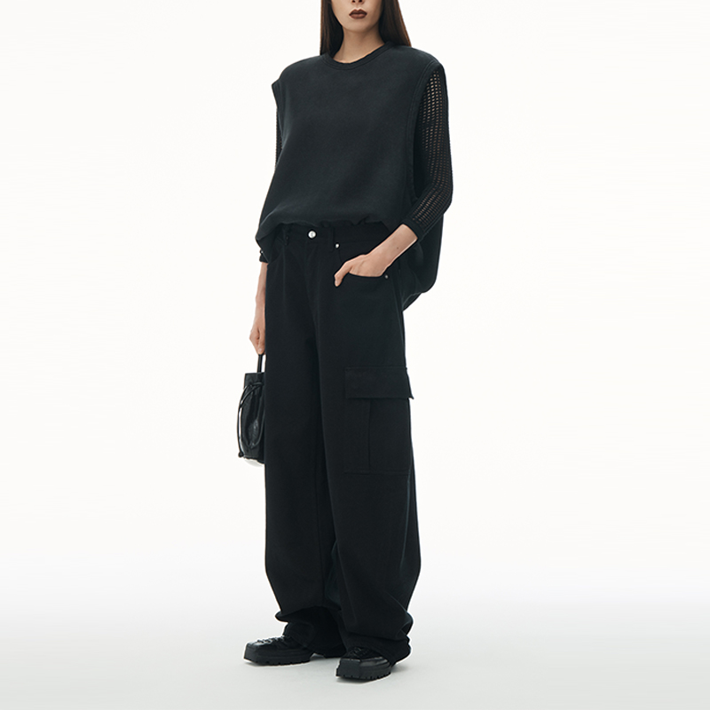 Lookbook (W) アレキサンダー ワン SS24 ローライズ ワイドレッグ デニム ジーンズ レディース ブラック 4DC2244305-011