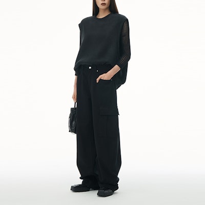 (W) アレキサンダー ワン SS24 ローライズ ワイドレッグ デニム ジーンズ レディース ブラック 4DC2244305-011 Lookbook (W) アレキサンダー ワン SS24 ローライズ ワイドレッグ デニム ジーンズ レディース ブラック 4DC2244305-011