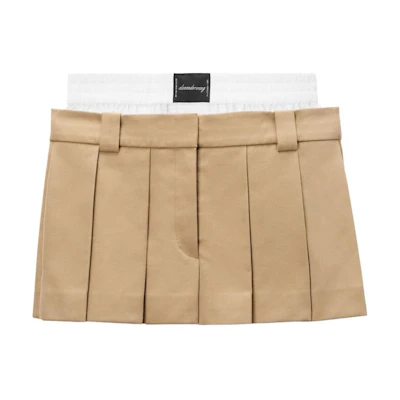 (Women) Alexander Wang SS24 Mid-Rise Layered Pleated Skort Beige - Casual Shorts 1WC3244751-BEIGE