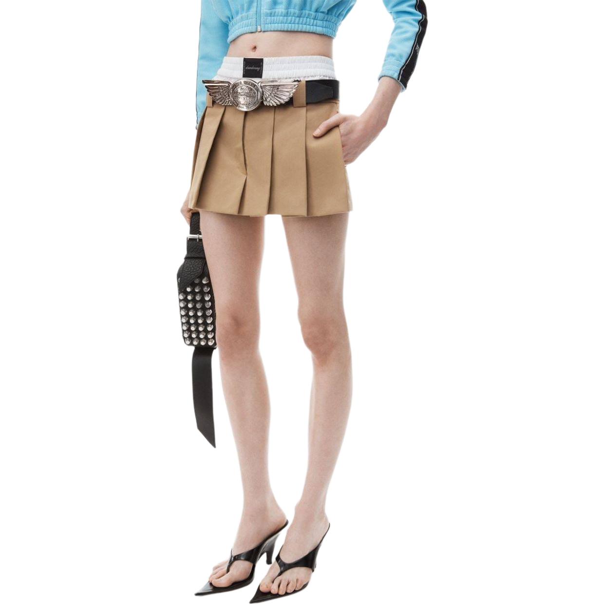 (Women) Alexander Wang SS24 Mid-Rise Layered Pleated Skort Beige -  Casual Shorts 1WC3244751-BEIGE 圖 5