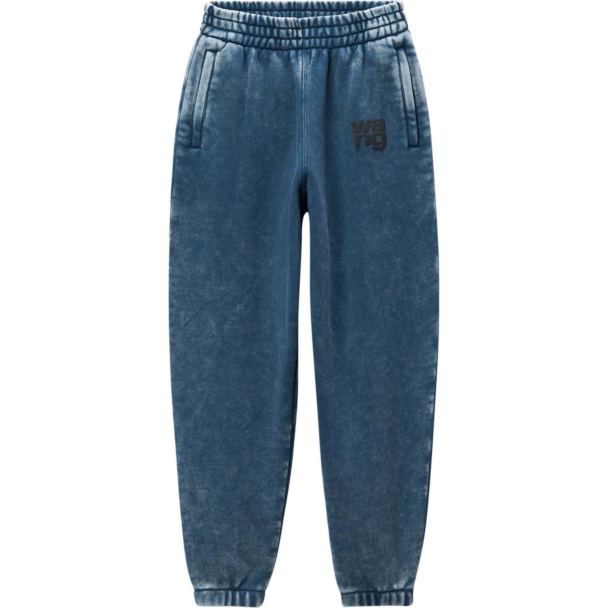 (Women) Alexander Wang SS24 Mid-Rise Logo Knit Sweatpants in Ice Blue 4CC3244403424A-BLUE