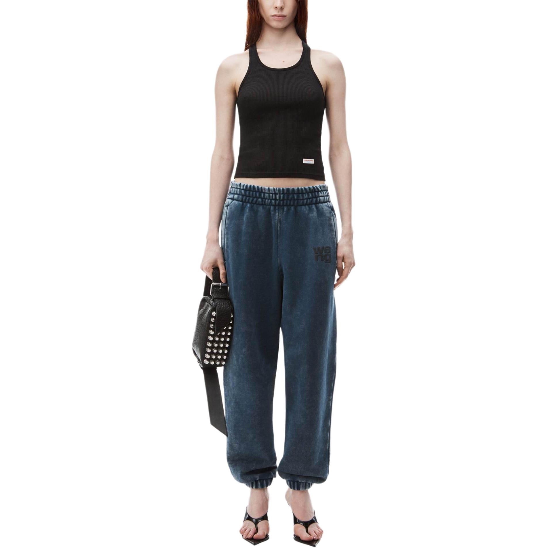 Lookbook (Women) Alexander Wang SS24 Mid-Rise Logo Knit Sweatpants in Ice Blue 4CC3244403424A-BLUE