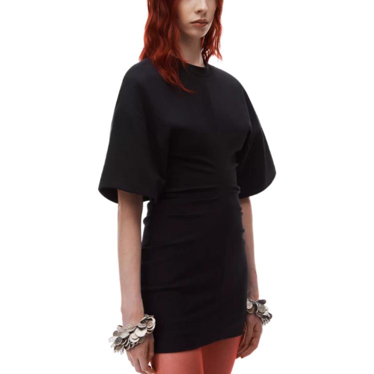 (Women) Alexander Wang SS24 Minimalist Black Cinched Waist Short Sleeve T-Shirt Dress Women 1CC1246631-BLACK 圖 3