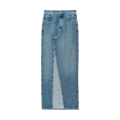 (Women) Alexander Wang SS24 Minimalist Comfort Denim Maxi Skirt Women’s Blue 1WC1245250-473
