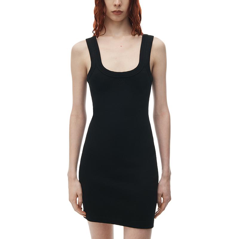 Lookbook (W) 알렉산더 왕 SS24 미니멀 하이스트리트 민소매 블랙 드레스 여성. 4CC2246250-001