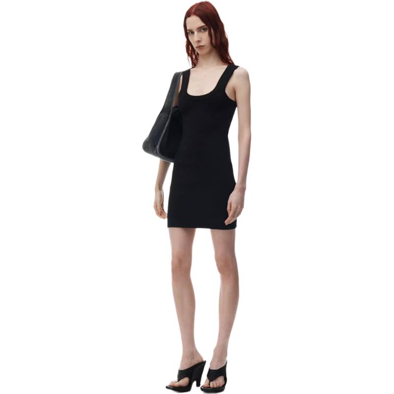 Purchase (W) 알렉산더 왕 SS24 미니멀 하이스트리트 민소매 블랙 드레스 여성. 4CC2246250-001