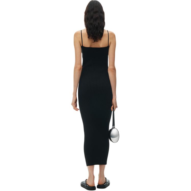 Shop (Women) Alexander Wang SS24 Minimalist Logo Slim Knit Tank Dress Women’s Black 1KC2246011-001