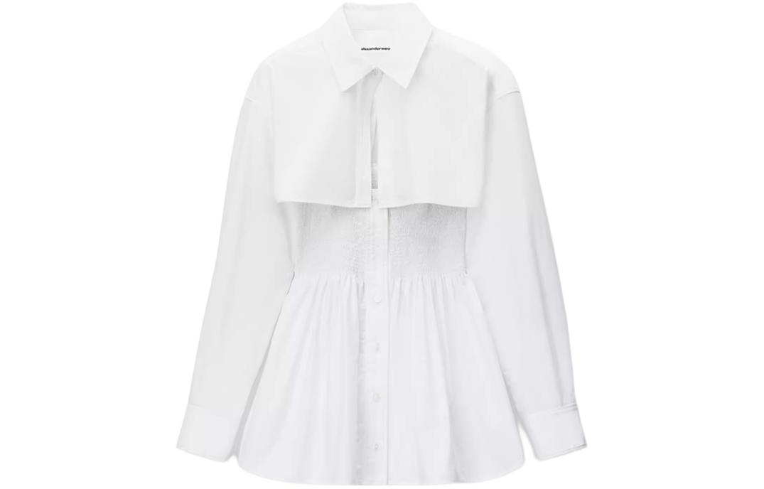 Order (W) Alexander Wang SS24 Dress Baju Mini Ruched Lengan Panjang Wanita Putih 4WC2246263-100