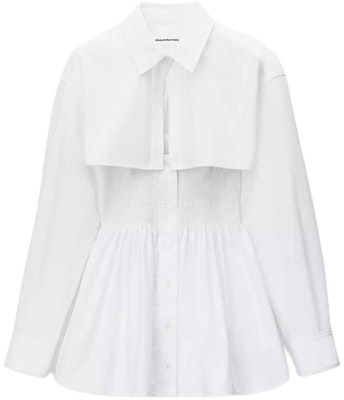 (W) Alexander Wang SS24 Dress Baju Mini Ruched Lengan Panjang Wanita Putih 4WC2246263-100 Order (W) Alexander Wang SS24 Dress Baju Mini Ruched Lengan Panjang Wanita Putih 4WC2246263-100