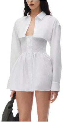 (W) Alexander Wang SS24 Dress Baju Mini Ruched Lengan Panjang Wanita Putih 4WC2246263-100 Lookbook (W) Alexander Wang SS24 Dress Baju Mini Ruched Lengan Panjang Wanita Putih 4WC2246263-100