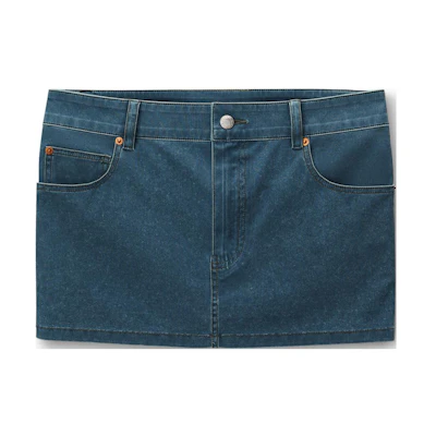 (Women) Alexander Wang SS24 Minimalist Washed Logo Denim Skirt Women - Dark Blue 1CC2245290-406A