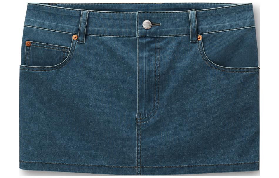 Order (W) 亚历山大王SS24极简风洗水标志牛仔裙女款-深蓝色 1CC2245290-406A