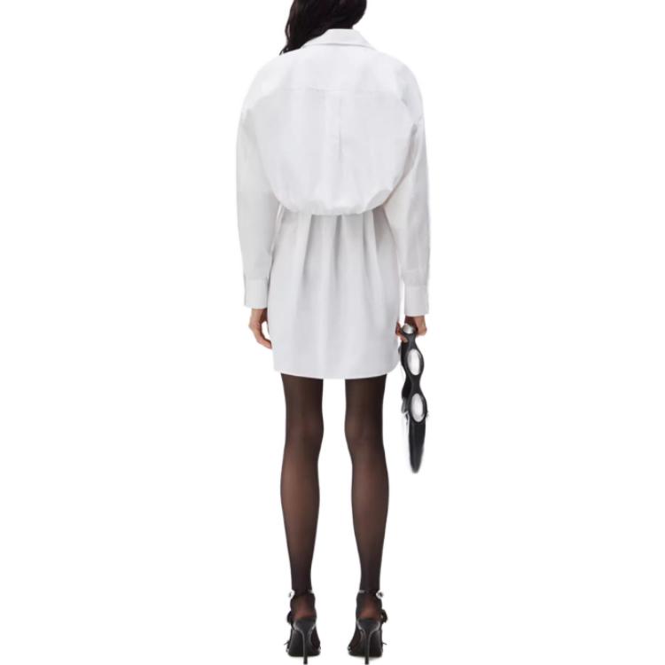 Shop (W) アレキサンダー・ワン SS24 ミニマリスト ホワイト ボタンダウン シャツドレス 長袖 4WC1246245-WHITE