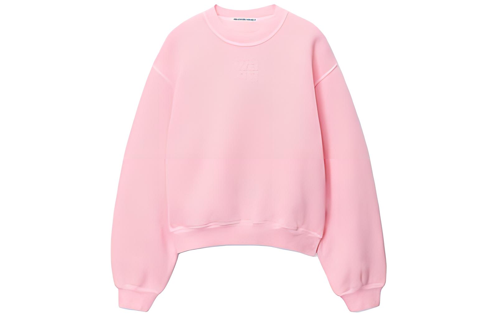 (Women) Alexander Wang SS24 Puff Logo Terry Sweatshirt Pink  Essential Pullover. 4CC32213609-53A