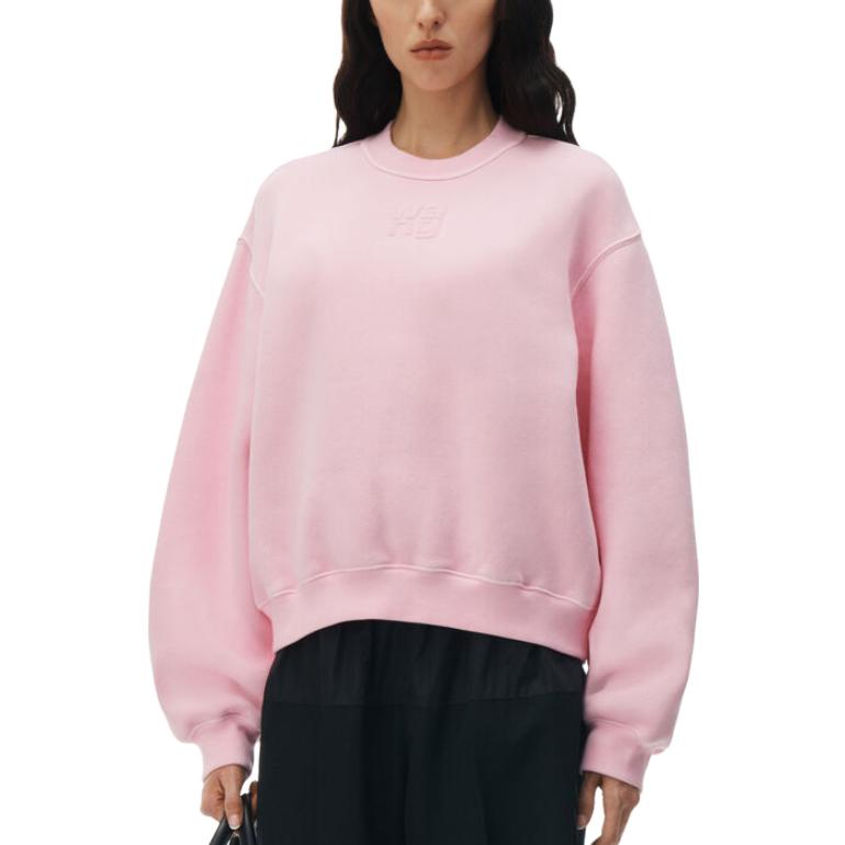 Lookbook (W) アレキサンダーワン SS24 ピンク パフロゴ テリー スウェットシャツ エッセンシャルプルオーバー 4CC32213609-53A
