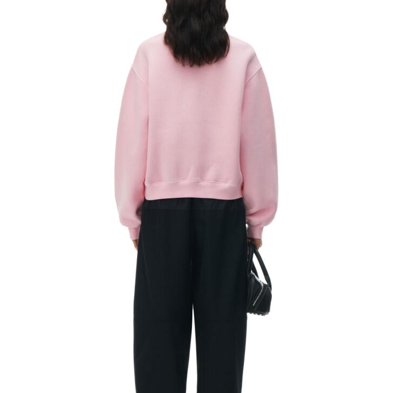 Shop (W) アレキサンダーワン SS24 ピンク パフロゴ テリー スウェットシャツ エッセンシャルプルオーバー 4CC32213609-53A