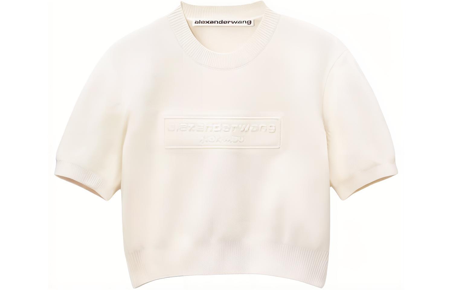 Buy (Women) Alexander Wang SS24 Ribbed Casual Knit Pullover Short Sleeve Top Women Soft White 1KC3231037-104