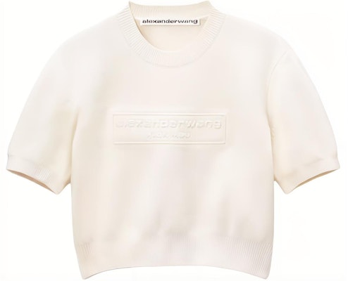 (Women) Alexander Wang SS24 Ribbed Casual Knit Pullover Short Sleeve Top Women Soft White 1KC3231037-104 Order (Women) Alexander Wang SS24 Ribbed Casual Knit Pullover Short Sleeve Top Women Soft White 1KC3231037-104