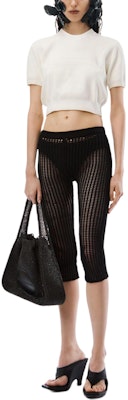 (Women) Alexander Wang SS24 Ribbed Casual Knit Pullover Short Sleeve Top Women Soft White 1KC3231037-104 Lookbook (Women) Alexander Wang SS24 Ribbed Casual Knit Pullover Short Sleeve Top Women Soft White 1KC3231037-104