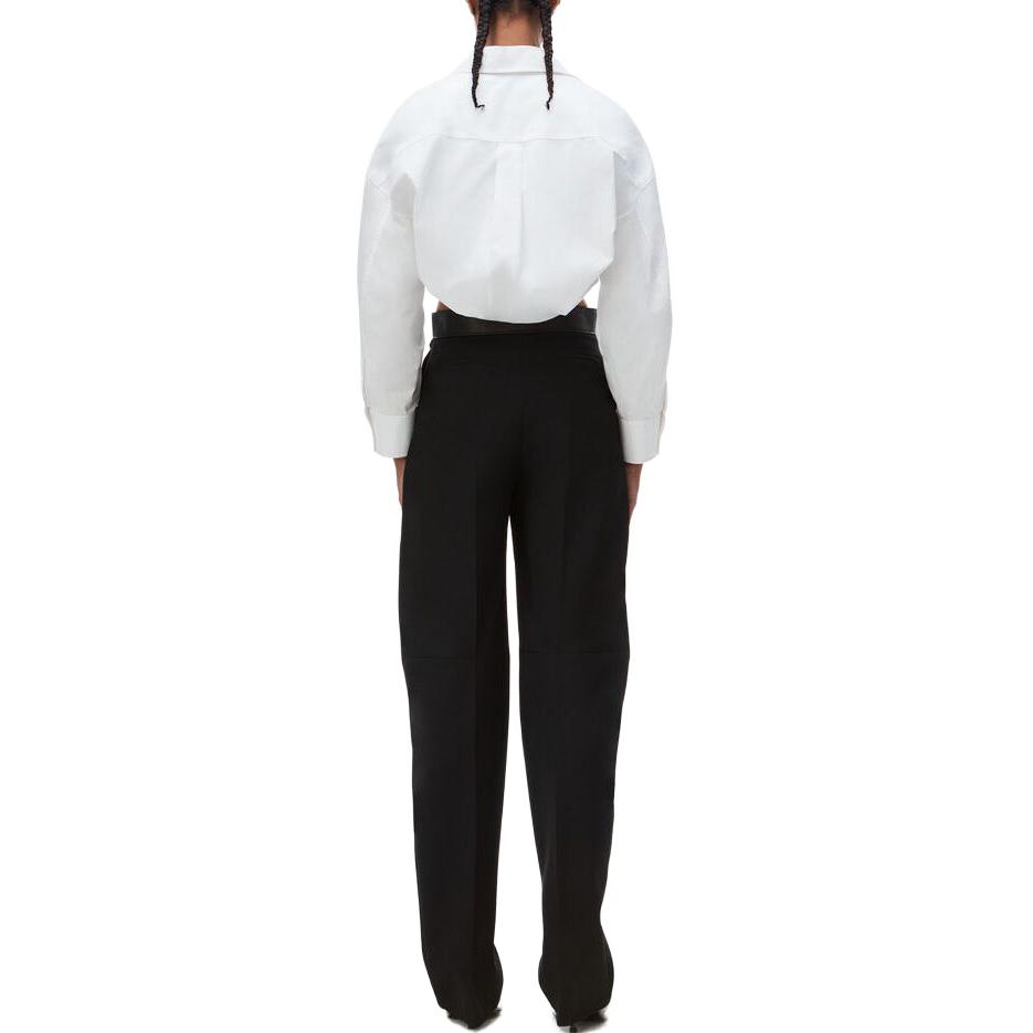 Details for (Women) Alexander Wang SS24 White Asymmetrical Collar Layered Cropped Long Sleeve Shirt Women 4WC1241446-100