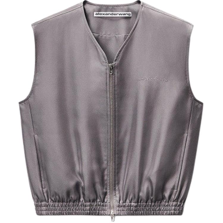 (Women) Alexander Wang SS26 Classic Zip Logo Embroidered V-Neck Sleeveless Tank Top Women 1WC2262757060A